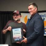 Joe Gilman is named Person of the Year during the 65th Annual Soldotna Chamber Awards Celebration at the Soldotna Regional Sports Complex in Soldotna, Alaska, on Wednesday, Dec. 18, 2024. (Jake Dye/Peninsula Clarion)