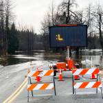 The Alaska Department of Transportation closed Anchor River Road on Monday, Jan. 13, 2025, due to flooding caused by an ice dam on the Anchor River in the Anchor River State Recreation Area in Anchor Point, Alaska. Photo courtesy of Tim Hatfield
