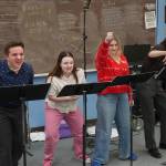 Jackson Hooper, Oshie Broussard, Belle Morris and Kincaid Jenness perform Shakespeare Abridged during the Kenai Peninsula Borough School District Drama, Debate and Forensics Invitational at Soldotna High School on Saturday, Feb. 15, 2025. (Jake Dye/Peninsula Clarion)
