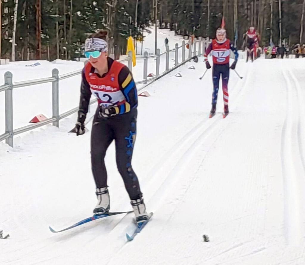 Homers Cassidy Carroll gets third place among Division II skiers at the state Nordic ski championships Thursday, February 20, 2025, at Birch Hill in Fairbanks, Alaska. (Photo provided)
