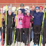 The Soldotna cross-country skiing team at the state Nordic ski championships at Birch Hill in Fairbanks, Alaska, on Thursday, February 20, 2025. (Photo courtesy of Chip Abolafia)