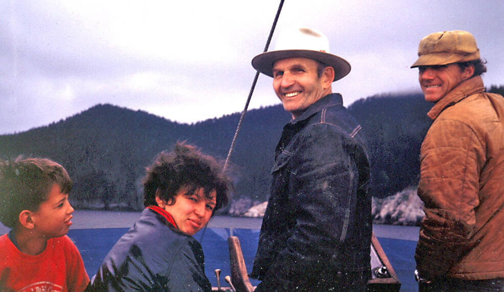 Poopdeck Platt fishes with friends in this undated photograph. (Photo courtesy of Ken Moore)