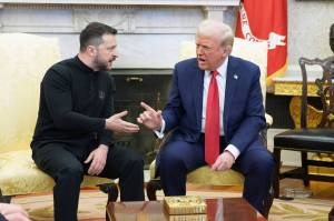 President Donald Trump argues with President Volodymyr Zelenskyy of Ukraine in the Oval Office on Friday, Feb. 28, 2025. For decades or longer, no American president has engaged in such an angry, scathing attack on a visiting foreign leader. And what really seemed to get under Trumps skin were Zelenskyys harsh words about President Vladimir Putin of Russia. (Doug Mills/The New York Times)