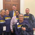 Five caregivers from Eek, Fairbanks, Kenai and the Mat-Su Valley met with Rep. Nick Begich III (R-Alaska) to advocate for Medicaid support in February of 2025. (Courtesy of Alaska Caregivers Union)