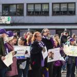 Protesters gather for a protest against Medicaid cuts at the Alaska State Capitol on Wednesday, March 12, 2025. (Jasz Garrett / Juneau Empire)
