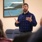 Sen. Jesse Bjorkman, R-Nikiski, speaks at a town hall meeting in the Moose Pass Sportsmans Club in Moose Pass, Alaska, on Friday, Feb. 28, 2025. (Jake Dye/Peninsula Clarion)