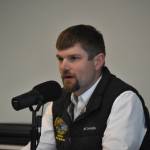 Alaska State Sen. Jesse Bjorkman (R-Nikiski) speaks at Senate District D candidate forum hosted by the Peninsula Clarion and KDLL 91.9 FM on Monday, Oct. 7, 2024, at the Soldotna Public Library in Soldotna, Alaska. (Photo by Erin Thompson/Peninsula Clarion)