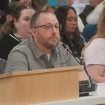 Kenai Peninsula Borough Assembly member Tyson Cox speaks during a town hall meeting hosted by three Kenai Peninsula legislators in the Kenai Peninsula Borough Assembly Chambers in Soldotna, Alaska, on Saturday, March 29, 2025. (Jake Dye/Peninsula Clarion)