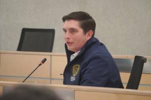 Rep. Justin Ruffridge, R-Soldotna, speaks during a town hall meeting hosted by three Kenai Peninsula legislators in the Kenai Peninsula Borough Assembly Chambers in Soldotna, Alaska, on Saturday, March 29, 2025. (Jake Dye/Peninsula Clarion)