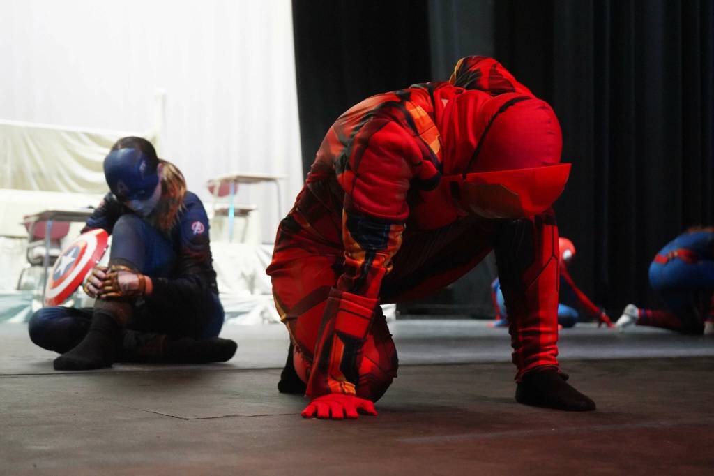 Diamond Dance Project rehearses Academy of Heroes at Kenai Central High School in Kenai, Alaska, on Wednesday, April 2, 2025. (Jake Dye/Peninsula Clarion)
