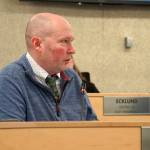 Ryan Tunseth speaks during a meeting of the Kenai Peninsula Borough Assembly in Soldotna, Alaska, on Tuesday, April 1, 2025. (Jake Dye/Peninsula Clarion)