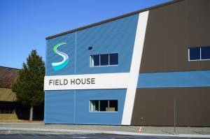 The Soldotna Field House is seen on a sunny Monday, March 31, 2025, in Soldotna, Alaska. (Jake Dye/Peninsula Clarion)