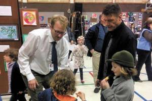 Paul Banks Elementary School Principal Eric Pederson interacts with students in this undated photo at the school in Homer, Alaska. (Photo courtesy Eric Pederson)