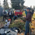 Kyra Wagner teaches a compost-making class last fall at the Kachemak Bay Campus high tunnel. Wagner will teach another class on composting Saturday, April 26, at 4:30 p.m. in conjunction with the free Southcentral Growers Conference. (Photo courtesy of Jill Burnham, Kachemak Bay Campus - Kenai Peninsula College)