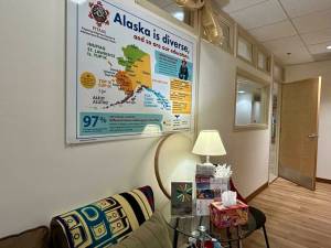 A poster in the Native and Rural Student Center at the University of Alaska Southeast reads Alaska is diverse, and so are our educators. (Jasz Garrett / Juneau Empire)