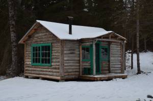 Historic Elwell Lodge Guest Cabin is seen at its new spot near the Kenai National Wildlife Refuges Visitor Center. (USWS)