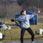 A Soldotna athlete pulls back for her discus throw on Friday, April 18 at the Homer High School Invitational Track Meet. (Chloe Pleznac/Homer News)