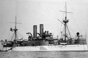 This Library of Congress photo shows the U.S.S. Maine, which exploded and sank in the harbor at Havanna, Cuba, about the same time the Kings County Mining Companys ship, the Agate left Brooklyn for Alaska. The Maine incident prompted the start of the Spanish-American War and complicated the mining companys attempt to sail around Cape Horn.