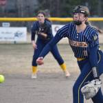 Homers Keagan Niebuhr delivers to Soldotna on Monday, May 5, 2025, at the Soldotna Little League fields in Soldotna, Alaska. (Photo by Jeff Helminiak/Peninsula Clarion)