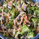 This salad mixes broccoli, carrots and pineapple chunks for a bright, sweet dish. (Photo by Tressa Dale/Peninsula Clarion)