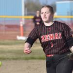 Kenai Centrals Avery Ellis delivers to Soldotna on Tuesday, May 13, 2025, at the Steve Shearer Memorial Ball Park in Kenai, Alaska. (Photo by Jeff Helminiak/Peninsula Clarion)