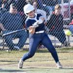 Soldotnas Isabella Gares hits against Kenai Central on Tuesday, May 13, 2025, at the Steve Shearer Memorial Ball Park in Kenai, Alaska. (Photo by Jeff Helminiak/Peninsula Clarion)