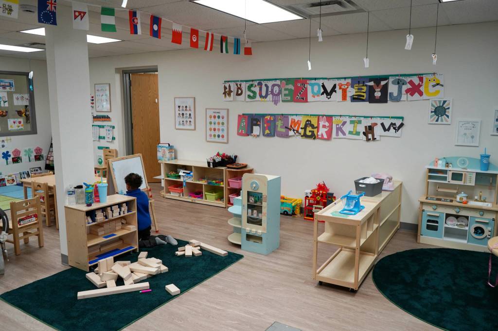 Classrooms are open for tours during a ribbon-cutting event for the Boys and Girls Clubs of the Kenai Peninsulas Royce and Melba Roberts Campus in Kenai, Alaska, on Saturday, May 17, 2025. (Jake Dye/Peninsula Clarion)