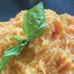 This sweet and tangy roasted spaghetti squash dish includes blended tomato and goat cheese sauce. (Photo by Tressa Dale/Peninsula Clarion)