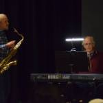 David Webster and Mark Robinson prepare to count off during the 2025 Mary Epperson Day celebration on May 30 at Pier One Theatre on the Spit. (Chloe Pleznac/Homer News)