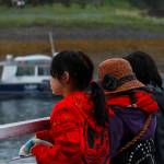 The catamaran arrives in Hoonah on Friday, May 30, 2025. (Jasz Garrett / Juneau Empire)