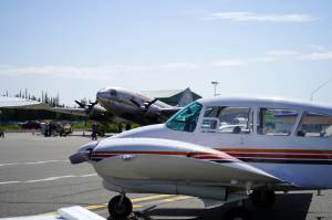Planes are showcased at the Kenai Air Fair in Kenai, Alaska, on Saturday, June 14, 2025. (Jake Dye/Peninsula Clarion)