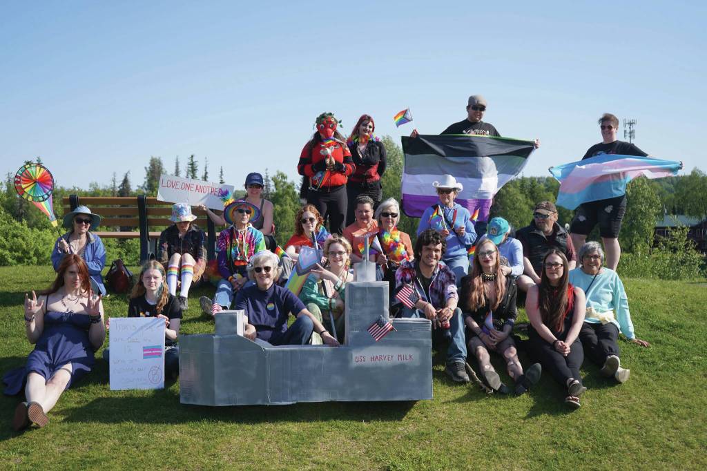 Photos by Jake Dye/Peninsula Clarion
Pride celebrants pose for a photo at Soldotna Creek Park on Saturday, June 14.