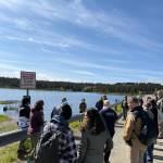 Homer, Seldovia and Kachemak City staff and city managers conduct a site visit to the Bridge Creek Reservoir, Homers public drinking water source, with KBNERR staff and partner researchers from the University of South Florida on Friday, June 6, 2025, in Homer, Alaska. The USF ecohydrology research team presented their findings at the Homer City Council Committee of the Whole Meeting on Monday, June 9. Photo courtesy of Katherine Schake