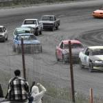 Jared Hutchings leads the Mini Stock pack on the way to victory in the feature Saturday, June 21, 2025, at the Mini Stock Dirty 30 at Twin City Raceway in Kenai, Alaska. (Photo by Jeff Helminiak/Peninsula Clarion)