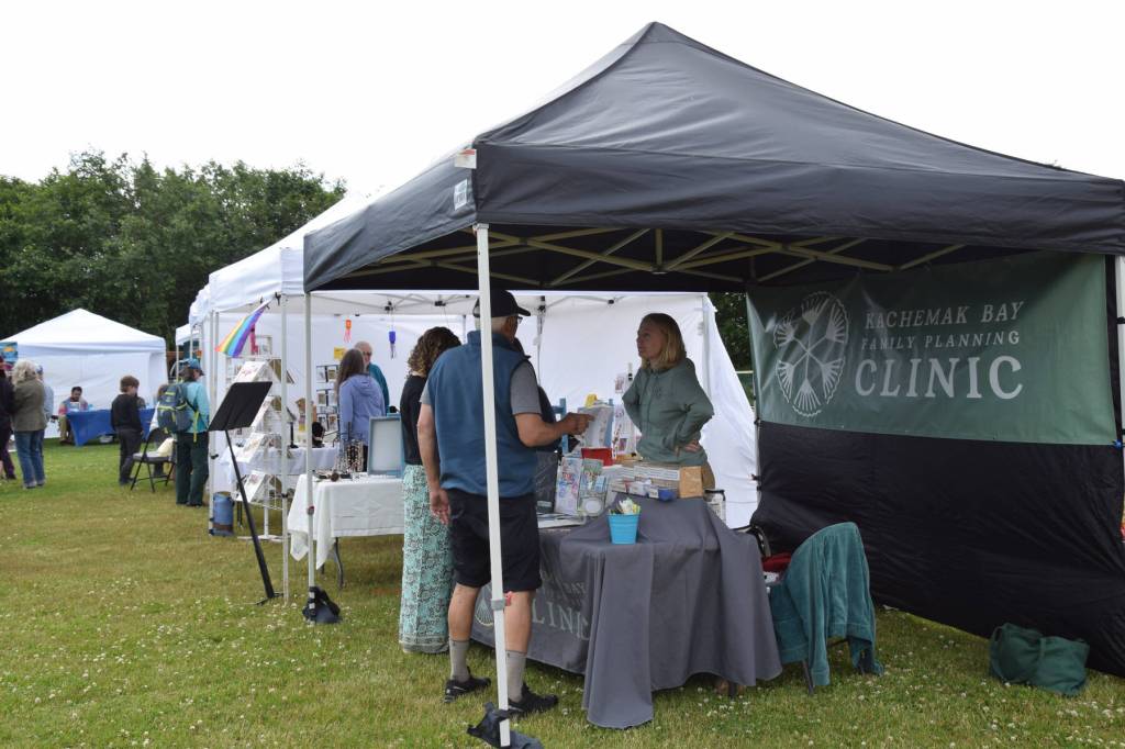 Kachemak Bay Family Planning Clinic is one of more than a dozen vendors at the Concert on the Lawn Saturday, July 12, 2025, at Karen Hornaday Park in Homer, Alaska. (Delcenia Cosman/Homer News)