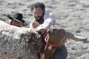 Corey Wilkinson and Abraham Van Hout compete in Double Mugging at the third Soldotna Equestrian Association rodeo of the year Sunday, July 27, 2025, at the Soldotna Rodeo Grounds in Soldotna, Alaska. (Photo by Jeff Helminiak/Peninsula Clarion)