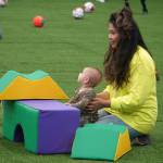 Children and families tour the Soldotna Field House during its grand opening in Soldotna, Alaska, on Saturday, Aug. 16, 2025. (Jake Dye/Peninsula Clarion)