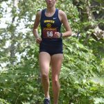 Homers Etta Bynagle runs to second place in the freshmen-sophomore girls race at the Kenai/Nikiski Class Races on Monday, Aug. 18, 2025, at Nikiski Middle-High School in Nikiski, Alaska. (Photo by Jeff Helminiak/Peninsula Clarion)