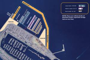 A screenshot from the Homer Harbor Expansion project website shows one idea for Alternative 2, which the Corp selected in July as their tentative plan, moving forward.