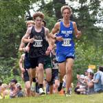 Palmers Bodie Miller runs to fourth place at the Ted McKenney XC Invitational on Saturday, Aug. 23, 2025, at Tsalteshi Trails just outside of Soldotna, Alaska. (Photo by Jeff Helminiak/Peninsula Clarion)