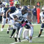 Homer's CJ Burns runs the ball against Redington on Friday, Sept. 5, 2025, at Redington Jr/Sr High School in Wasilla, Alaska. (Photo by Bruce Eggleston/matsusports.net)