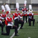 The Wasilla High School Marching Band performs during the Second Annual Kenai Marching Showcase at Kenai Central High School in Kenai, Alaska. (Jake Dye/Peninsula Clarion)
