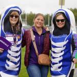 Sara Hondel, Anna DeVolld and Heidi Sorrell stand for a photo during the Third Annual Kenai Peninsula Walk to End Alzheimers on North Tinker Lane in Kenai, Alaska, on Saturday, Sept. 13, 2025. (Jake Dye/Peninsula Clarion)