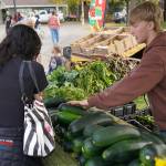 Shoppers browse locally grown produce during the Harvest Moon Local Food Festival at Soldotna Creek Park in Soldotna, Alaska, on Saturday, Sept. 20, 2025. (Jake Dye/Peninsula Clarion)