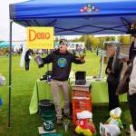 Brandon Gustafson leads Worm Wrangling 101  The Art of Vermiculture under the demo tent during the Harvest Moon Local Food Festival at Soldotna Creek Park in Soldotna, Alaska, on Saturday, Sept. 20, 2025. (Jake Dye/Peninsula Clarion)