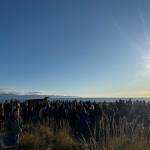 A crowd gathers at Mariner Park on the Homer Spit in Homer, Alaska, to honor Charlie Kirk on Wednesday, Sept. 17, 2025. Kirk was shot and killed on Sept. 10. (Chloe Pleznac/Homer News)