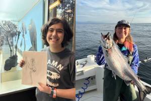Contributed/UAF 
Xochitl Muñoz (left) is a masters student in paleontology at UAF; Willa Johnson (right) is pursuing a masters degree in marine biology in the College of Fisheries and Ocean Sciences.