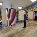 A voter fills out their ballot on Election Day, Tuesday, Oct. 7, 2025, at the Anchor Point Community and Senior Center in Anchor Point, Alaska. (Delcenia Cosman/Homer News)