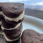 These heart-shaped chocolate sandwich cookies go perfectly with a glass of milk. (Photo by Tressa Dale/Peninsula Clarion)