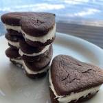 These heart-shaped chocolate sandwich cookies go perfectly with a glass of milk. (Photo by Tressa Dale/Peninsula Clarion)